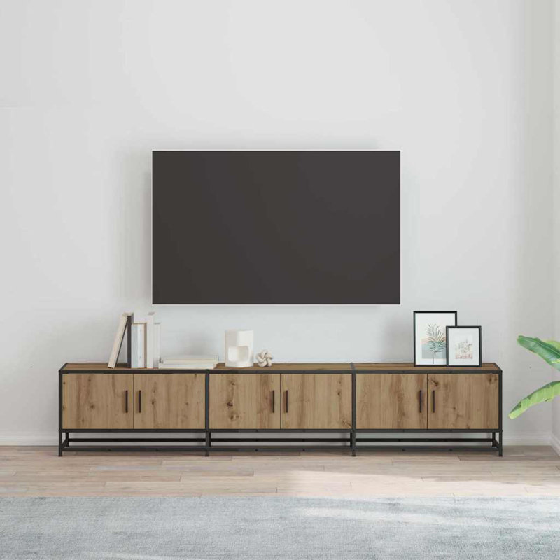TV Cabinet Engineered Wood, 41cm H x 210cm L x 35cm W, Artisan Oak