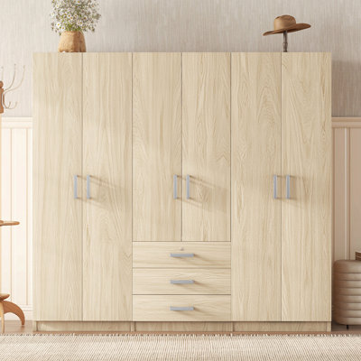 6-Doors Wooden Wardrobe Storage For Bedroom, With Big Drawers by Hokku Designs