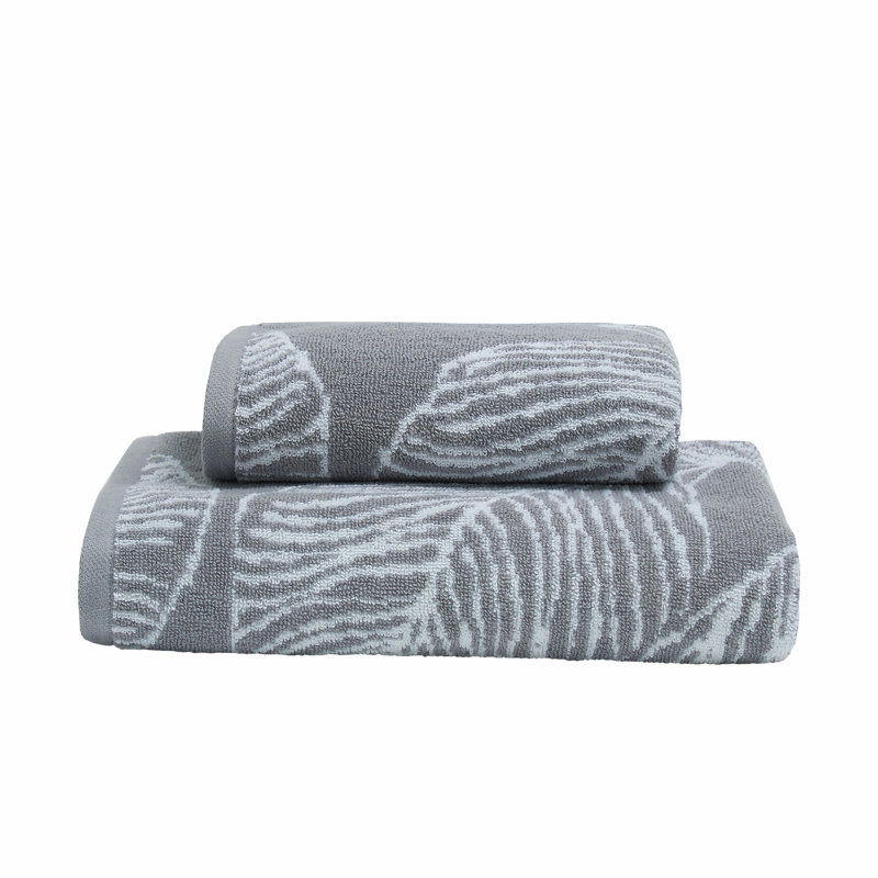 Midweight Jacquard Bath Towel, Grey