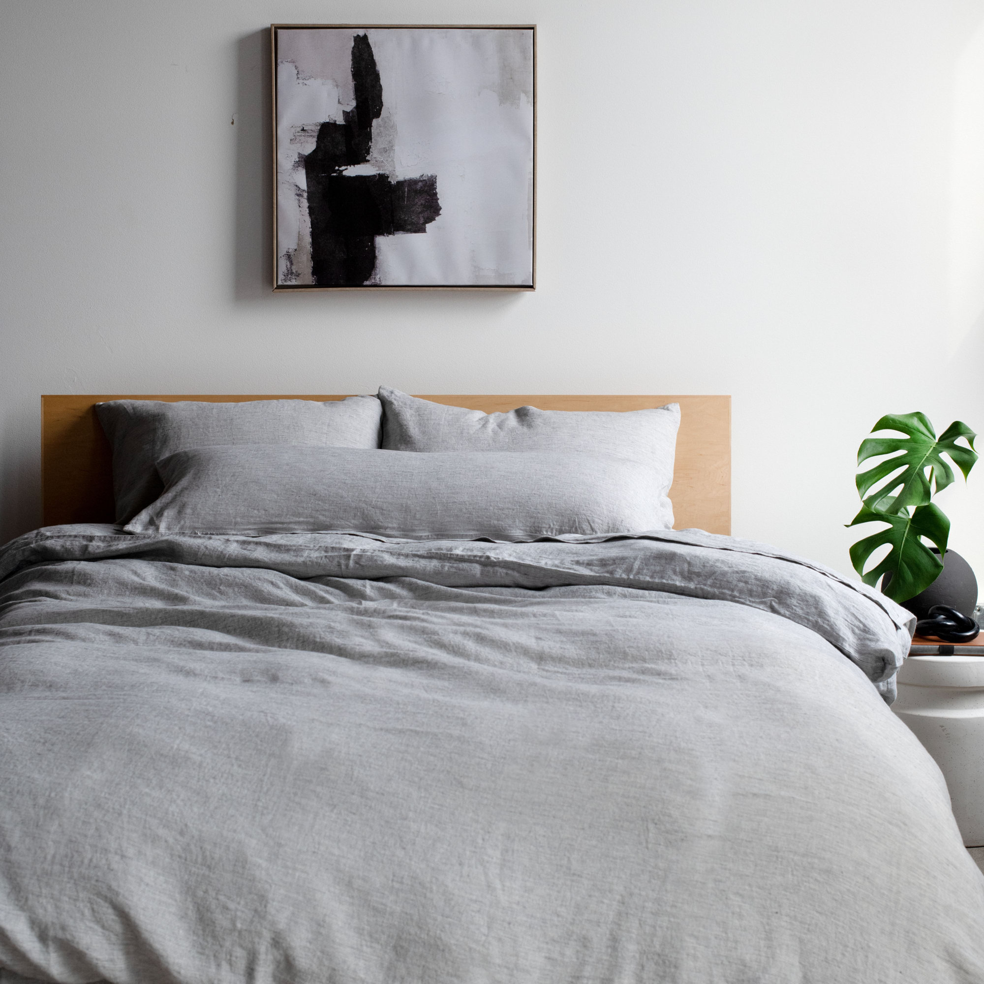 100% French Linen Pillowcase Set, Shadow Pinstripe, Standard Pillowcase