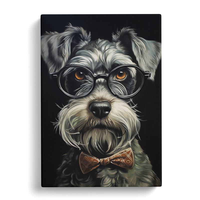 Schnauzer With Glasses - Wrapped Canvas, 50cm H x 35cm W x 3cm D
