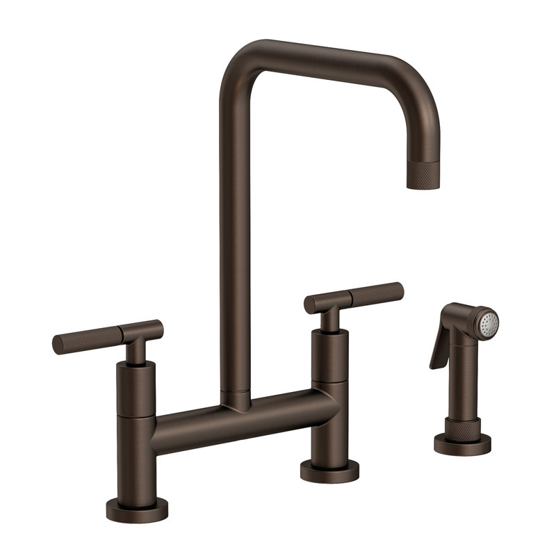 Kitchen Bridge Faucet With Side Spray, English Bronze