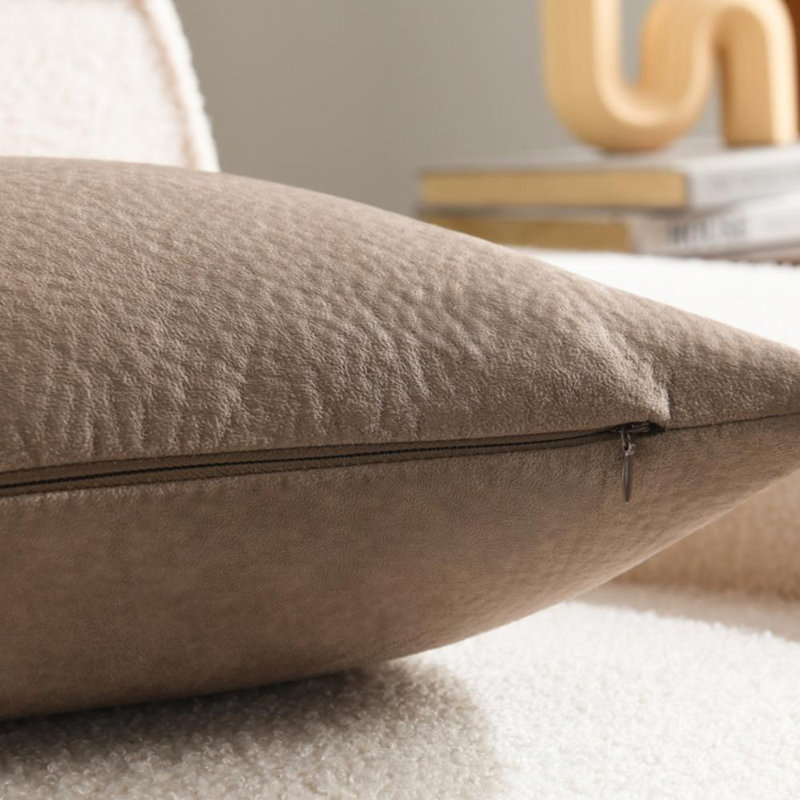 Housse de coussin décoratif en similicuir doux texturé avec (ensemble de 2), Rectangle 14"H x 22"W, Brun
