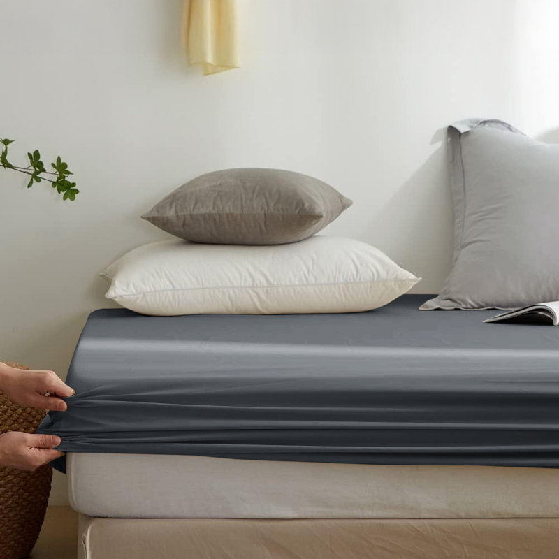 Super Soft Microfiber Deep Pocket Fitted Sheet, Charcoal, Double (4'6)