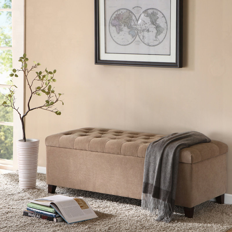 Tufted Top Soft Close Storage Bench, Sand