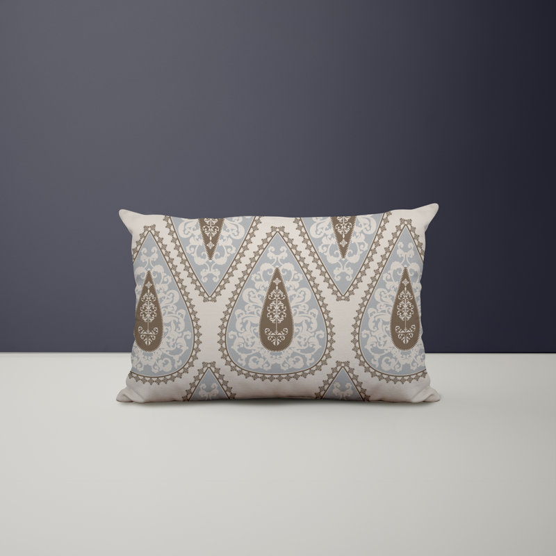 Paisley Outdoor Reversible Throw Pillow, Gray