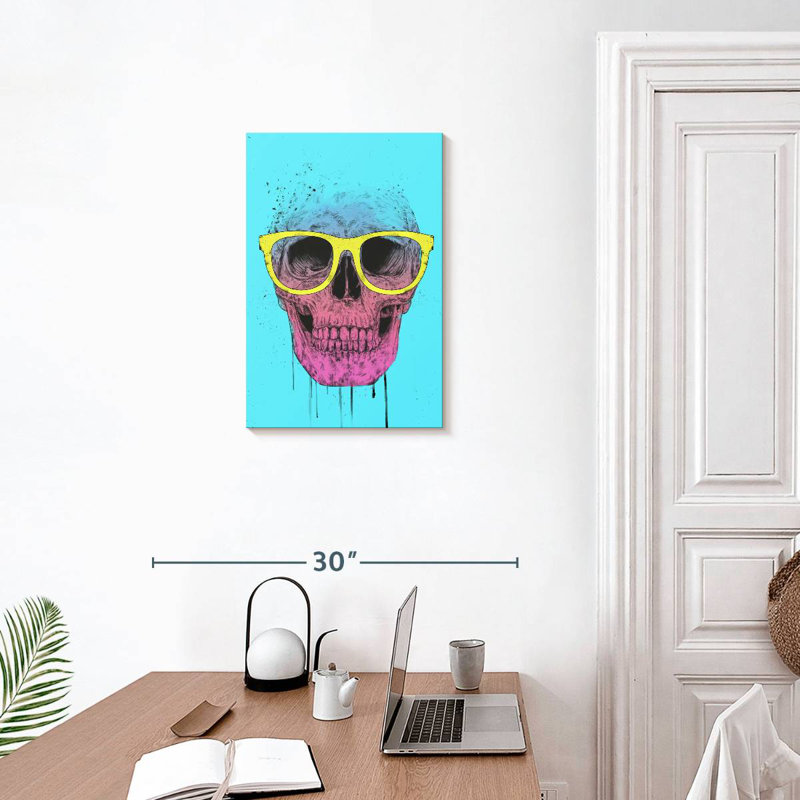 Crâne pop art avec lunettes Kerner, H 24 po x l 16 po
