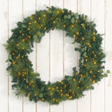 CAPHAUS Lighted Artificial Christmas Wreath, with LED Lights, Eucalyptus and Pine, Multiple Sizes