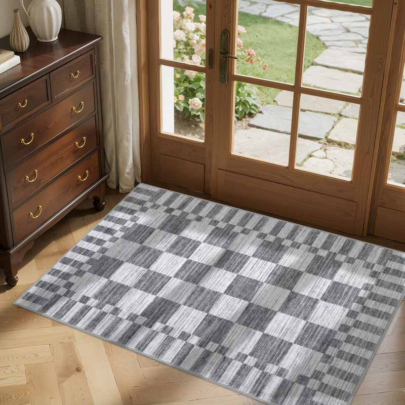 Checkered Rug for Living Room Washable Bedroom Rugs Non Slip Back Modern Classic Area Rug for Kids Boys Bedroom Home Decor Carpet for Dining Room Office