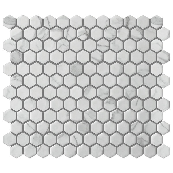 Porcetile 10.24 in. x 11.82 in. Honeycomb Matte Porcelain Mosaic Wall and Floor Tile