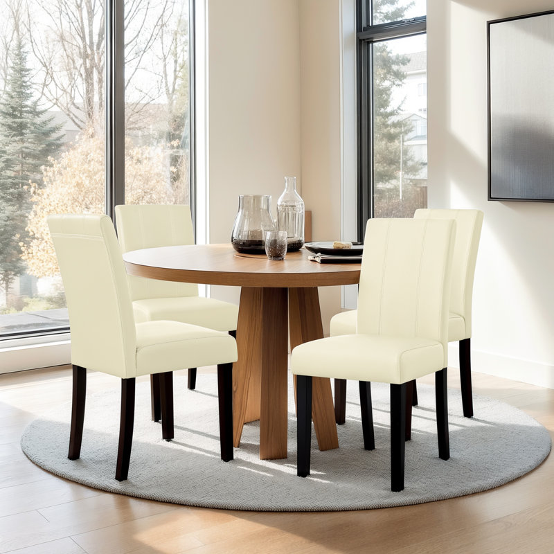 Mitman PU Leather Waterproof Dining Chair, Ivory, 4