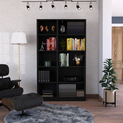 Elegant 2 Living Room In Black, With Closed Back Shelf Design And Bookcase Classy Black Solid Wood Diverse Units For Storage Display