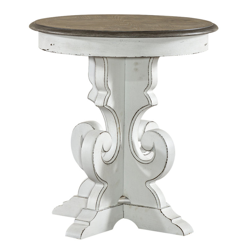 Table de bout à piédestal en bois Colchester, Blanc