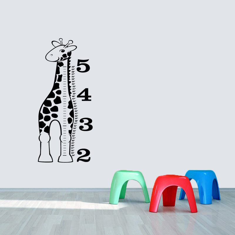 Décalcomanie murale « giraffe growth chart », Noir