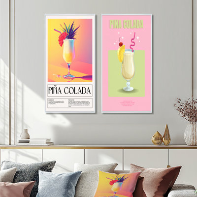 Porto Rico Pina Colada Cocktail I - ensemble d'art mural 2 pièces
