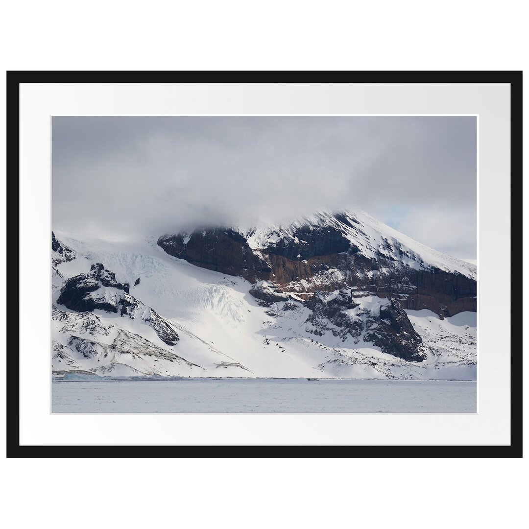 Gerahmtes Poster Schneebedecktes Gebirge