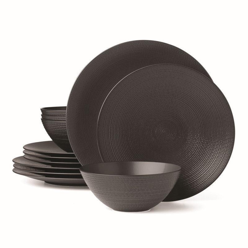 Lenox LX Collective Porcelain Dinnerware Set - Service for 4, Black
