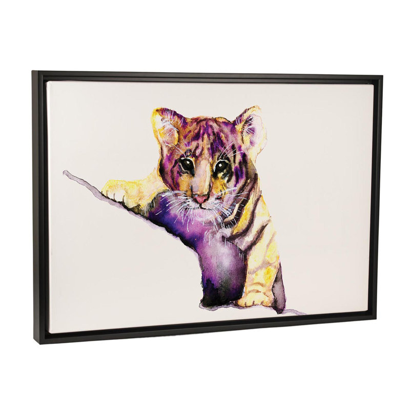 Art little tiger, H 40 po x l 60 po x P 1,5 po, Toile avec cadre noir