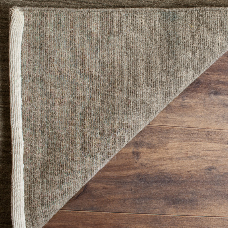 Tapis rayé en laine et coton tissé à la main Anson, Carré 6 pi
