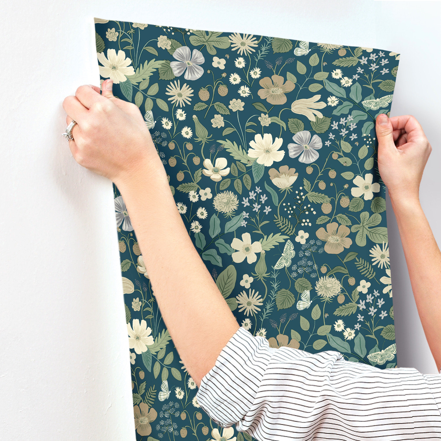 Strawberry Fields Wallpaper Roll, Navy