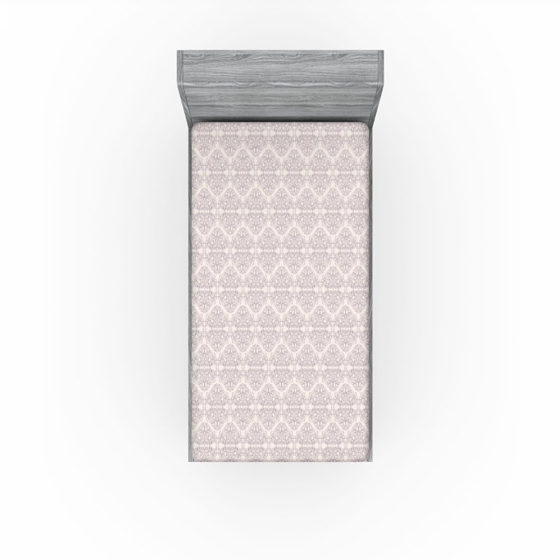 Drap-housse Ambesonne, Rose pâle, mauve / damas, Drap-housse simple TG