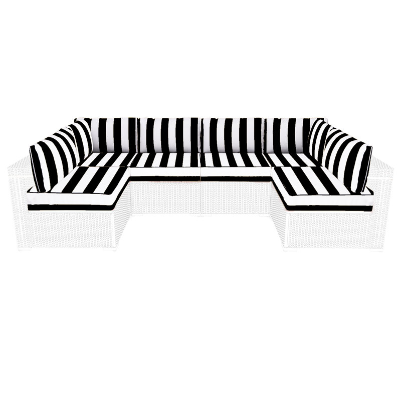 14 Pcs Replaceable Outdoor Cushions Set (set Of 6 Cushions, 6 Backrests, 2 Corner Cushions)-cushion Set Only