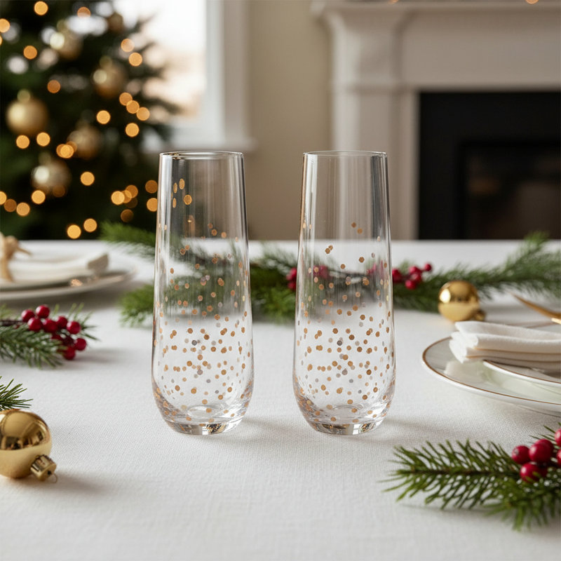 Confetti Gold Stemless Flutes