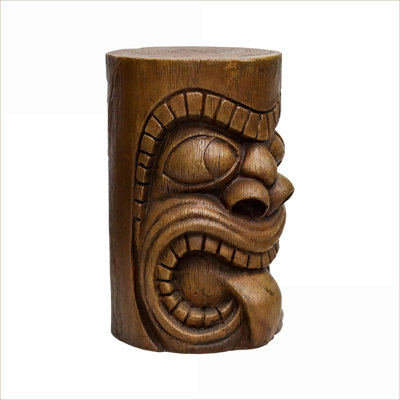 Garden Statues | Dual-Purpose Tiki Side Table for Patio, Garden, Living Room | Walnut Brown|Concrete Cement