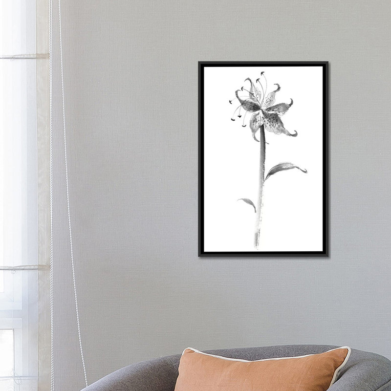 « ink tiger lily », impression sur toile, H 26 po x l 18 po x P 1,5 po, Toile avec cadre noir, Pas de tapis