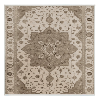 Tapis beige Tabriz lavable à la machine