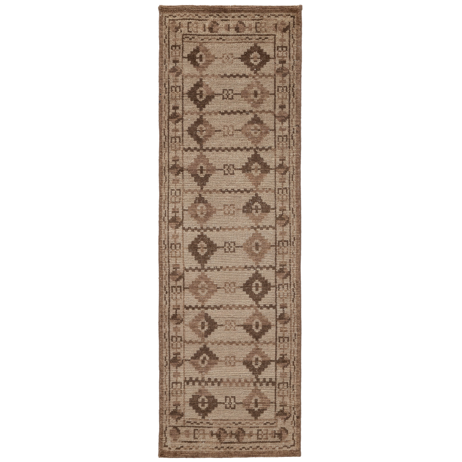 Villa Hand Knotted Wool Indoor Rug, Sand, 2'6x8'