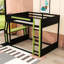 Lit superposé double en bois avec bureau, ports de charge USB et lumière DEL-573283333