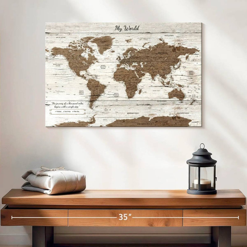 My World Alvertia avec des punaises I, H 16 po x l 24 po