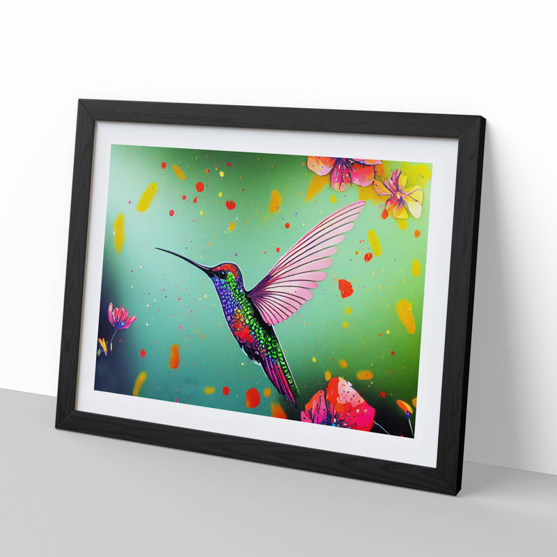 Colourful Hummingbird Vol.1 - Print, 46cm H x 64cm W x 2cm D, Black Framed
