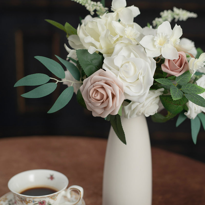 Bouquet de mariage de 11 pouces, bouquet de demoiselle d'honneur Boho, bouquet de mariée Real Touch, arrangement floral pour mariage, ensemble de 1