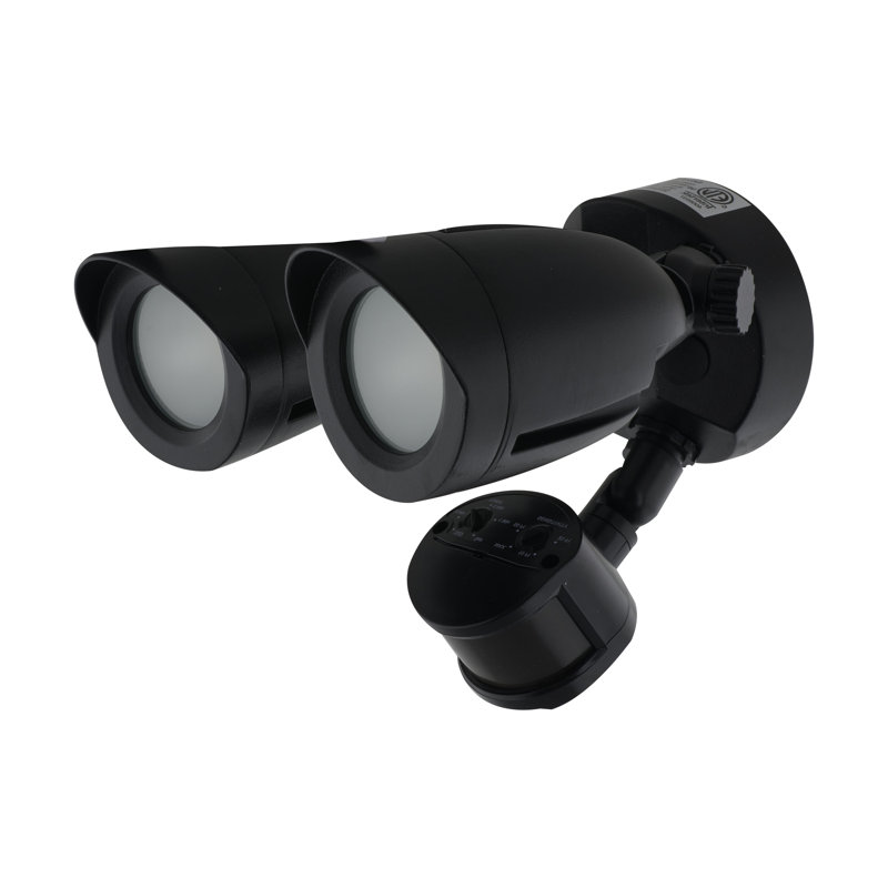 LED Security Light - Dual Head - Motion Sensor Included - Bronze Finish - 4000K, Black