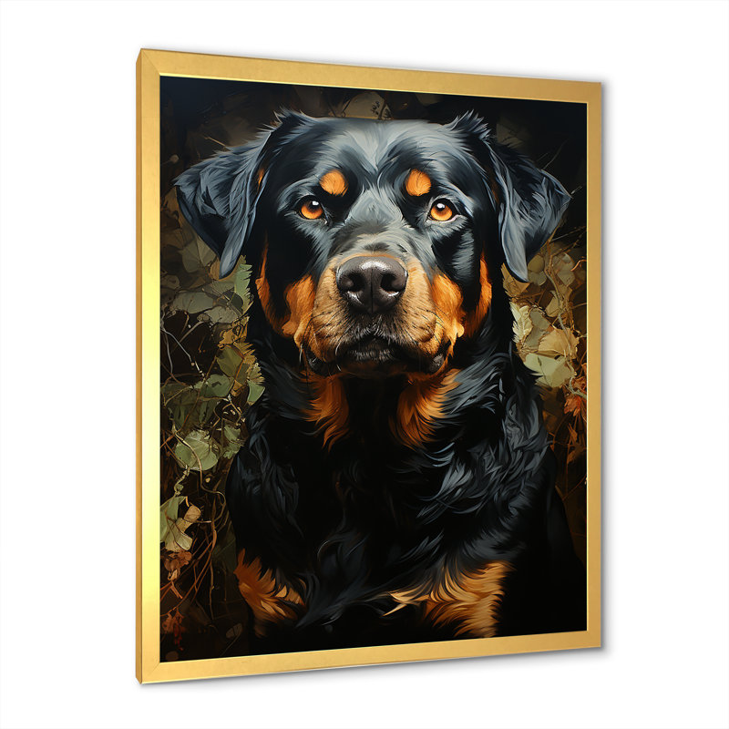 Rottweiler Resilience I sur toile, H 32 po x l 16 po x P 1 po, Cadre doré simple