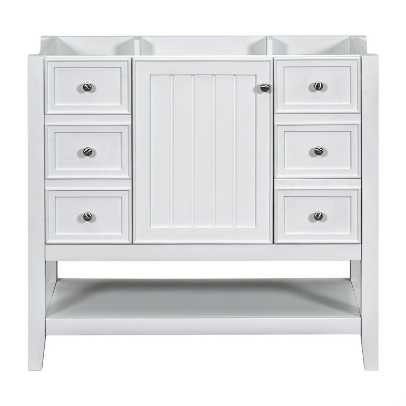 Meuble-lavabo avec lavabo, une armoire et trois tiroirs Dancy, Blanc