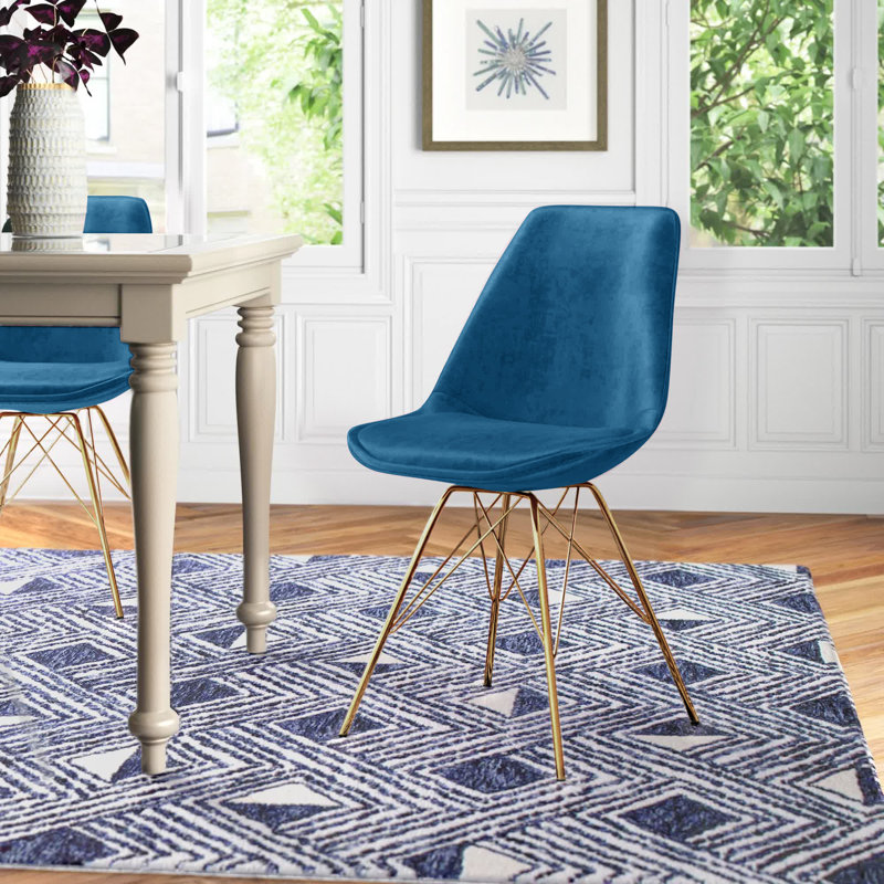 Lougenia 18.9'' H Velvet Upholstered Side Chair, Blue