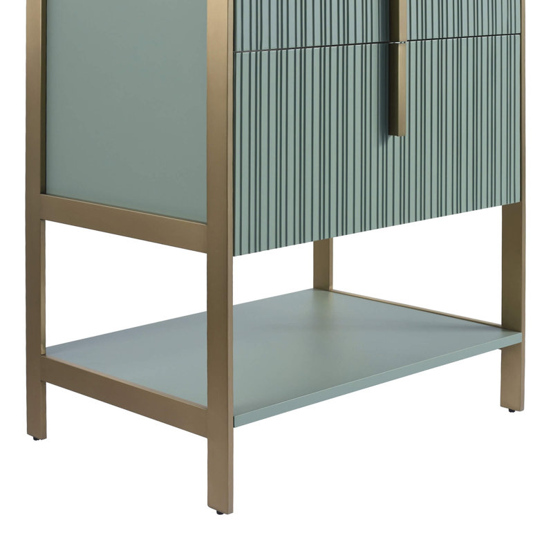 Mirutil Single Bathroom Vanity with Top, Satin Brass, Mint Green