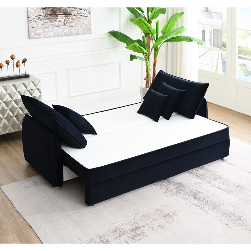 Blue Velvet Sectional With Sleeper Feature And Practical Storage Options Relaxed Look Functionality