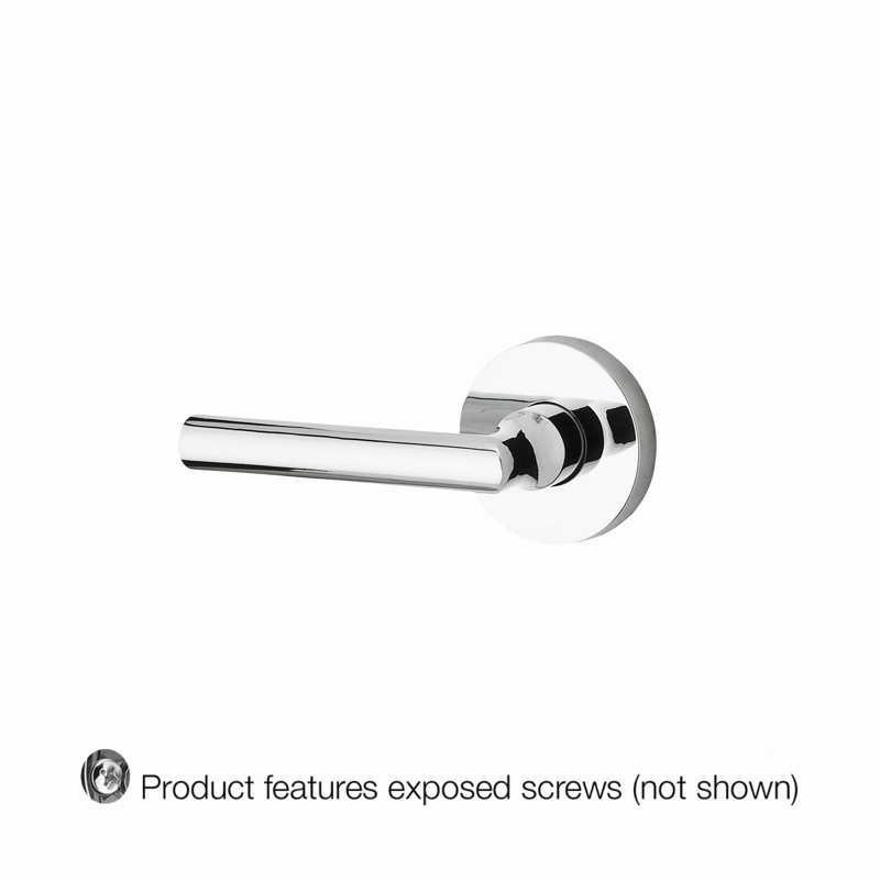 Tube Single Dummy Door Lever with Contemporary Round Rosette, Polished Chrome, Left