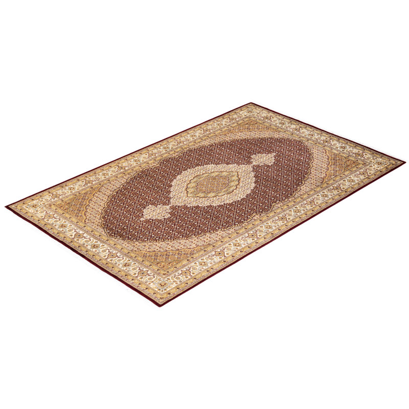 Tapis unique noué à la main beige / brun Hayner, 6 pi 1 po x 9 pi 5 po