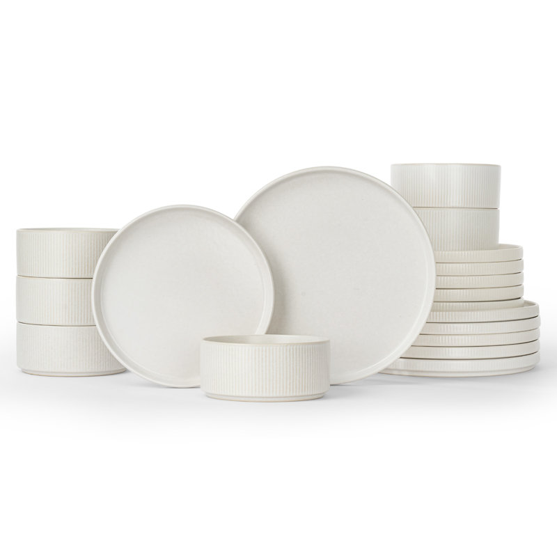 Piece Stoneware Dinnerware Set - Service for 6, Matte White