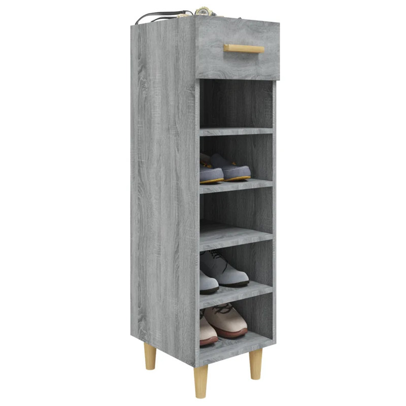 5 Pair Shoe Storage Cabinet, Grey Sonoma