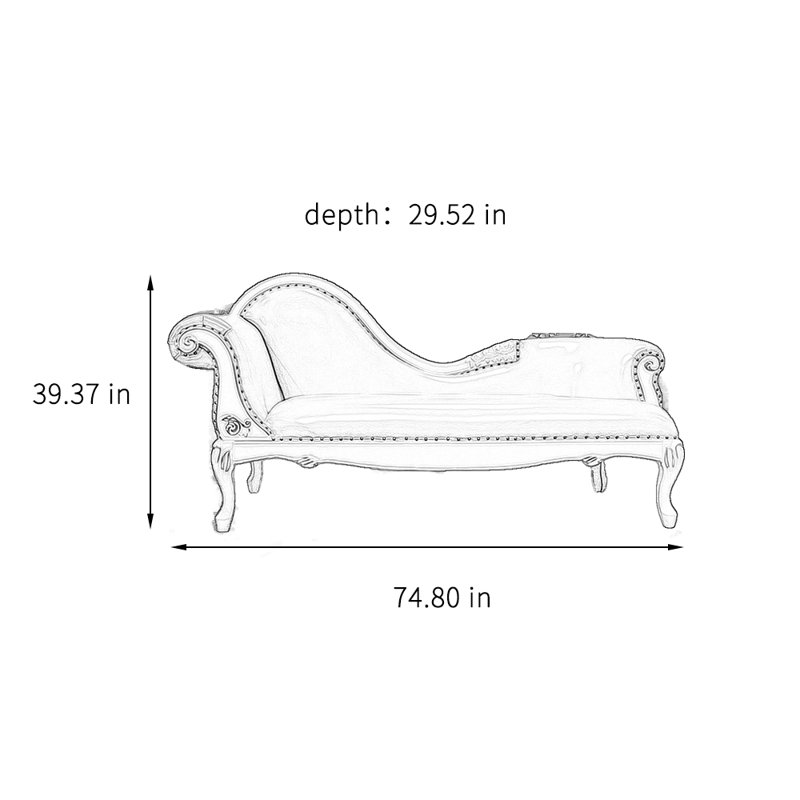 Chaise longue néo-classique en bois massif pour loisirs, Orienté à gauche (vu de face)