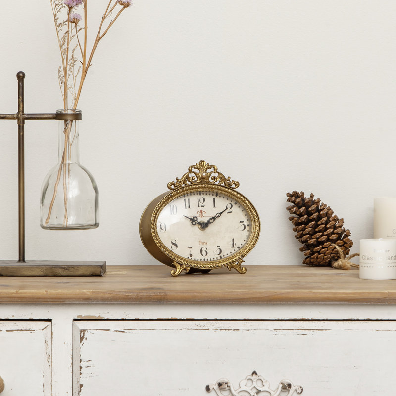 Analog Quartz Movement / Crystal Tabletop Clock, Gold
