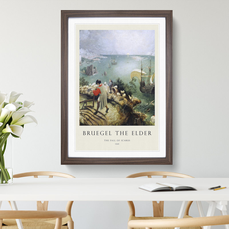 The Fall of Icarus by Pieter Bruegel the Elder - Picture Frame Painting, 48cm H x 36cm W x 2cm D, Walnut Framed