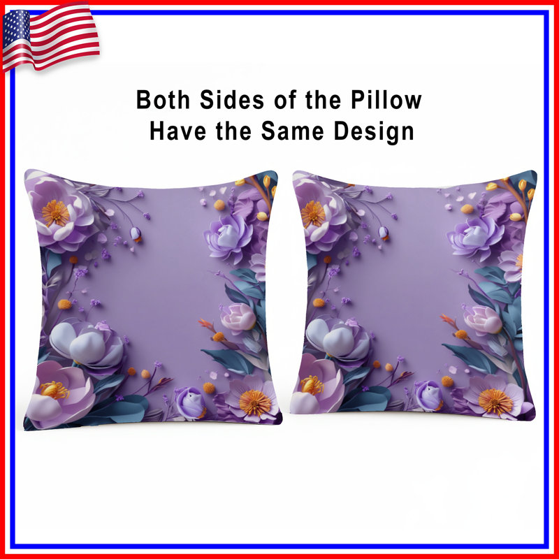 Purple Floral Arrangement Double Sided Throw Pillows, 18 x 18 inches