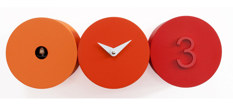 Becnel Wood Wall Clock, Orange / Red